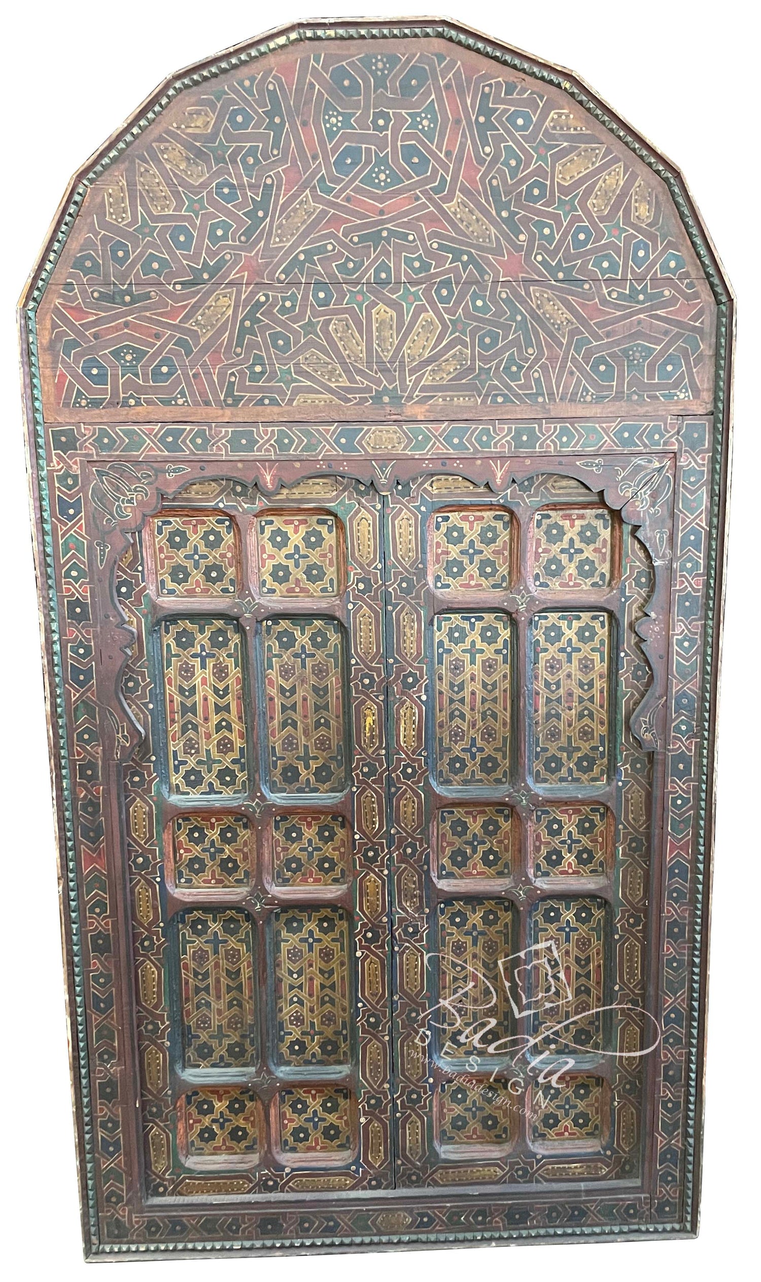 Arch Top Multi-Color Hand Painted Wooden Door