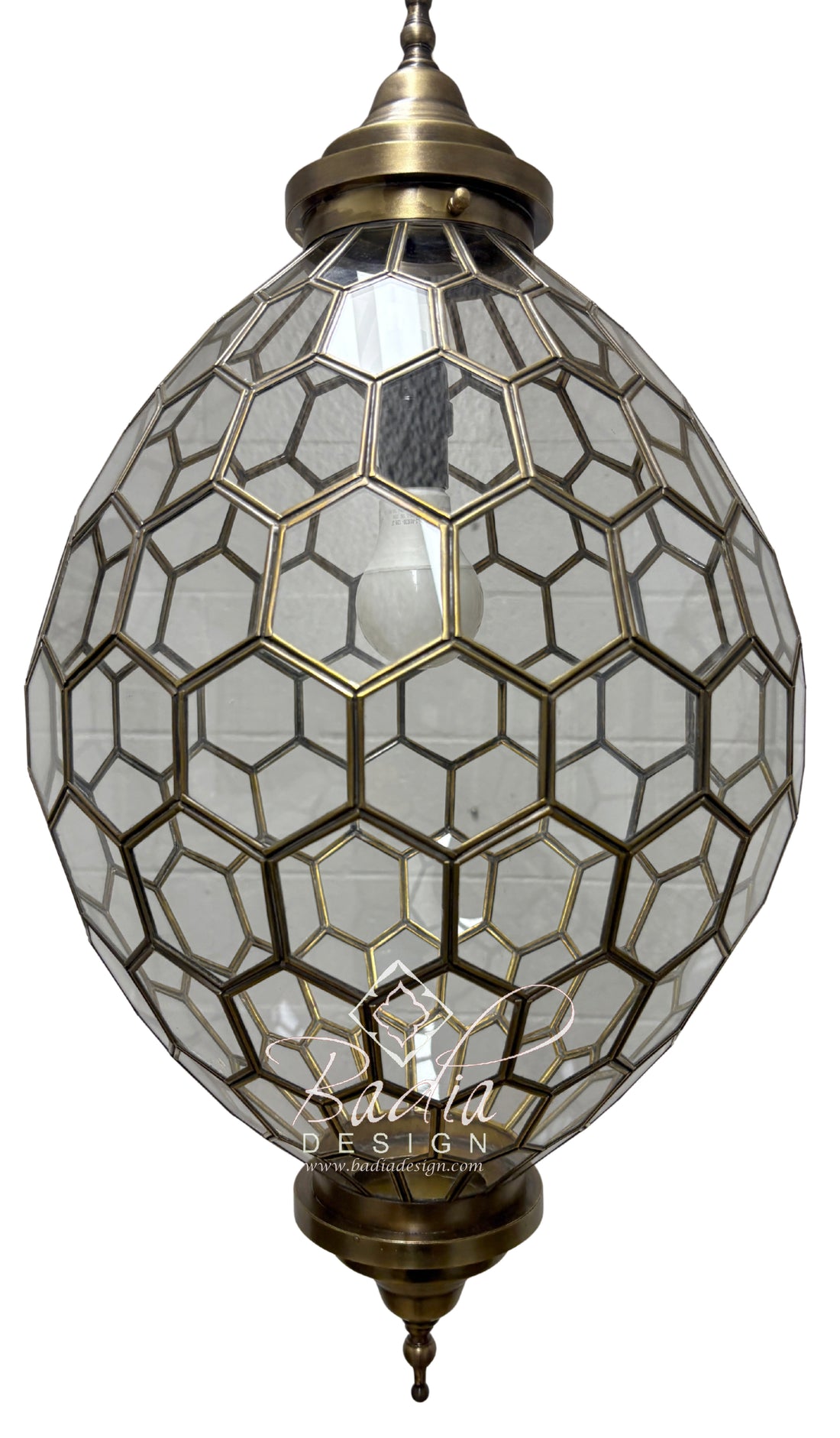 Brass Frame Clear Glass Hanging Light Fixture