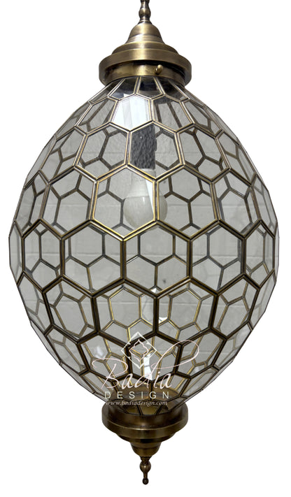 Brass Frame Clear Glass Hanging Light Fixture