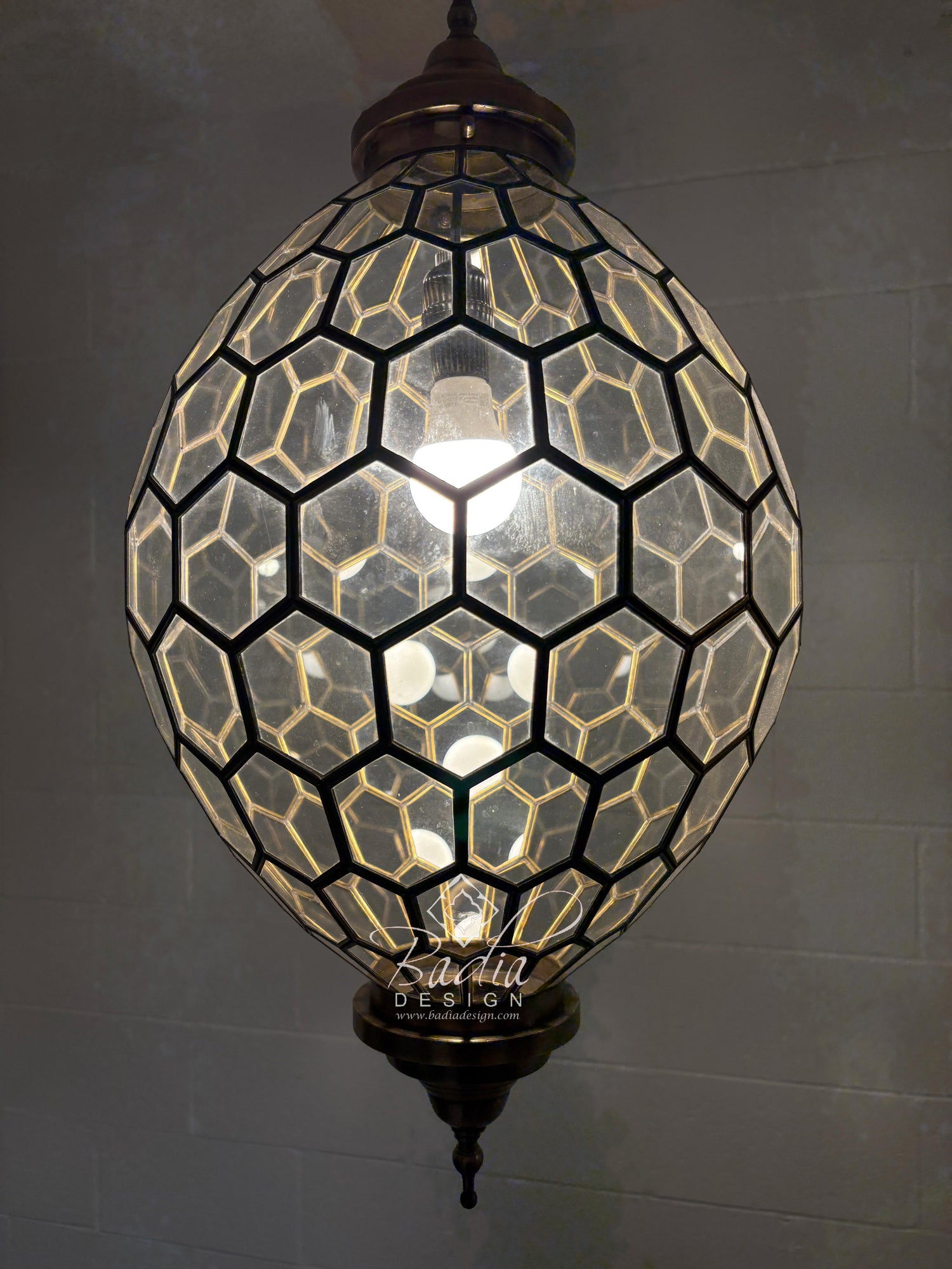 Brass Frame Clear Glass Hanging Light Fixture