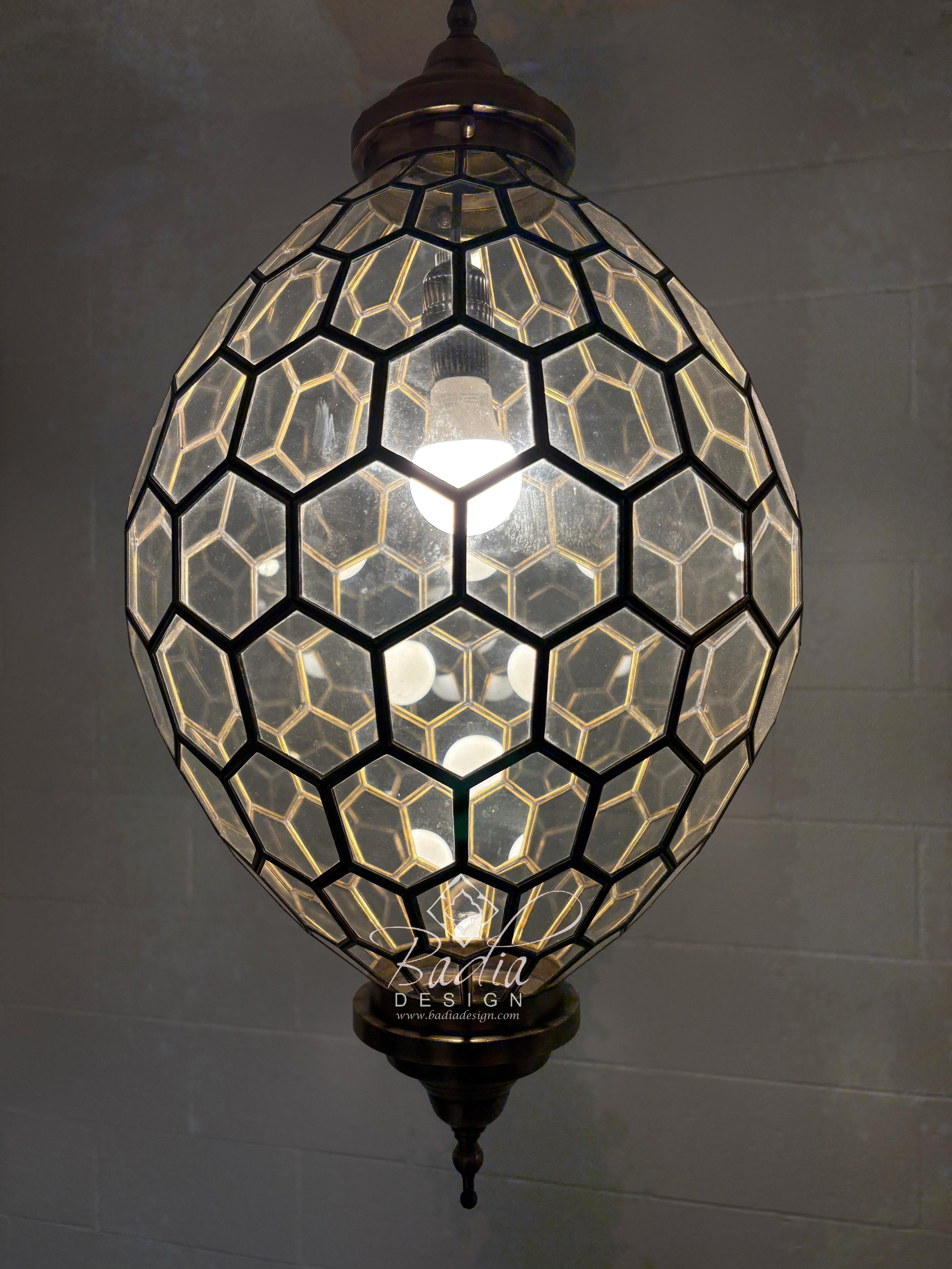 Brass Frame Clear Glass Hanging Light Fixture