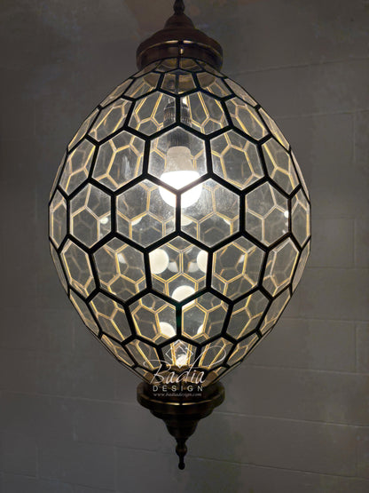 Brass Frame Clear Glass Hanging Light Fixture