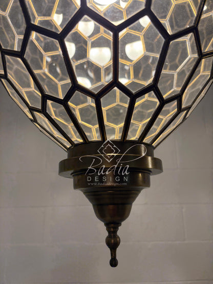 Brass Frame Clear Glass Hanging Light Fixture
