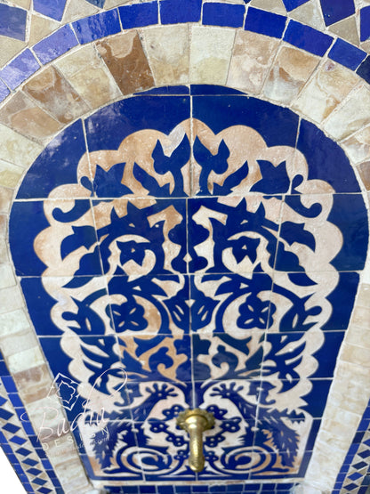 Cobalt Blue and Beige Mosaic Water Fountain