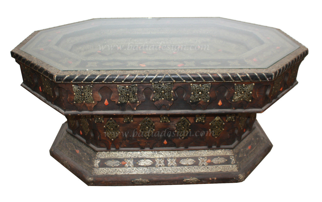 Embossed Metal and Bone Rectangle Table