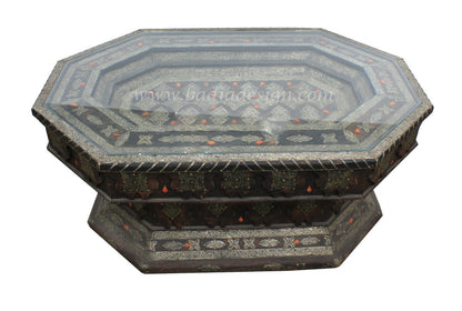 Embossed Metal and Bone Rectangle Table