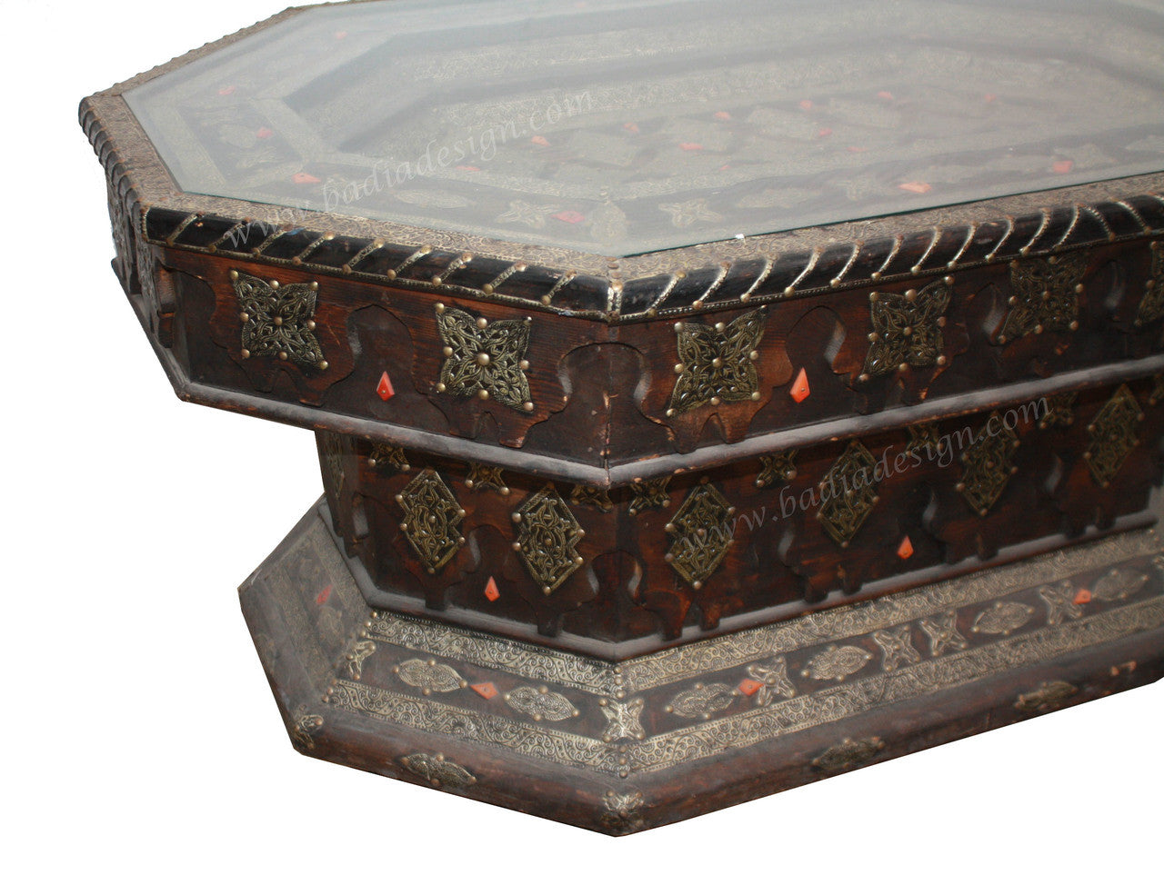 Embossed Metal and Bone Rectangle Table