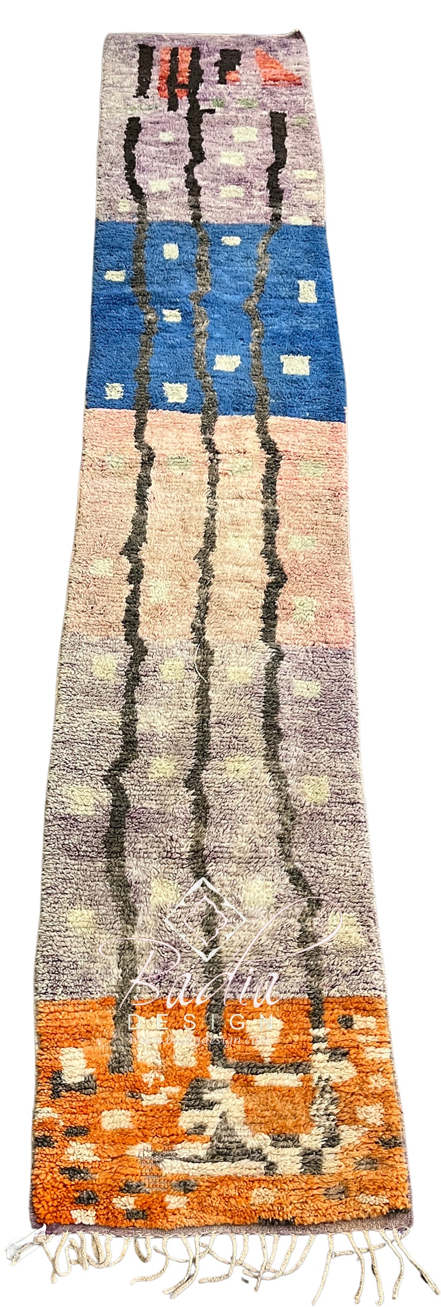 Colorful Moroccan Runner Rug with Abstract Geometric Design