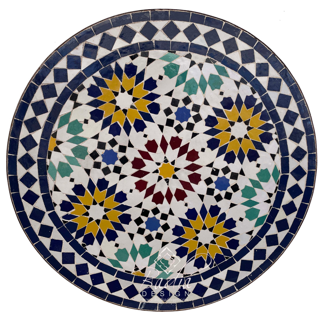 24" Round Multi-Color Tile Table Top