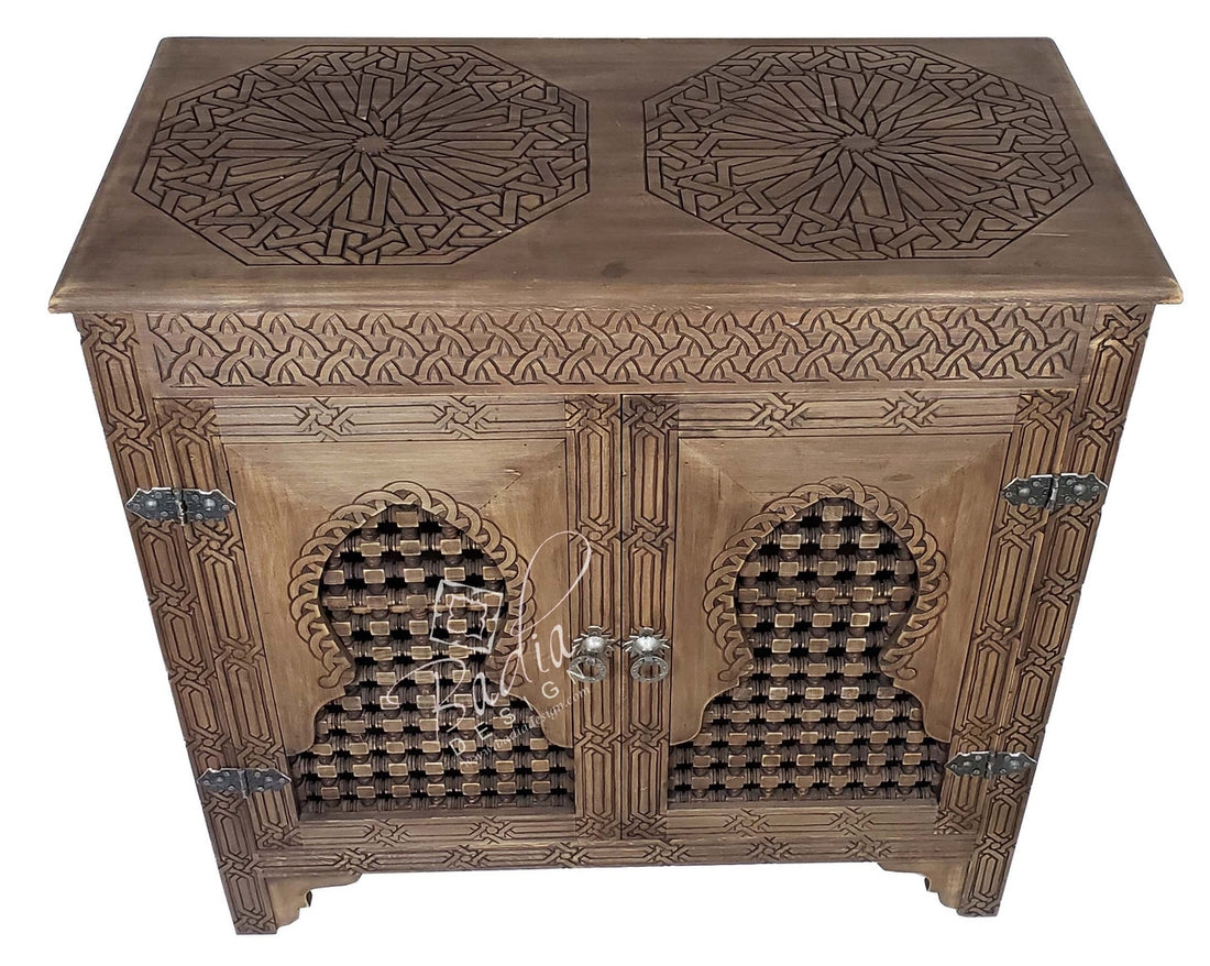 Two Door Hand Carved Wooden Cabinet