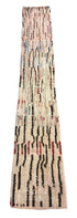 Cream Moroccan Runner Rug with Abstract Black Lines