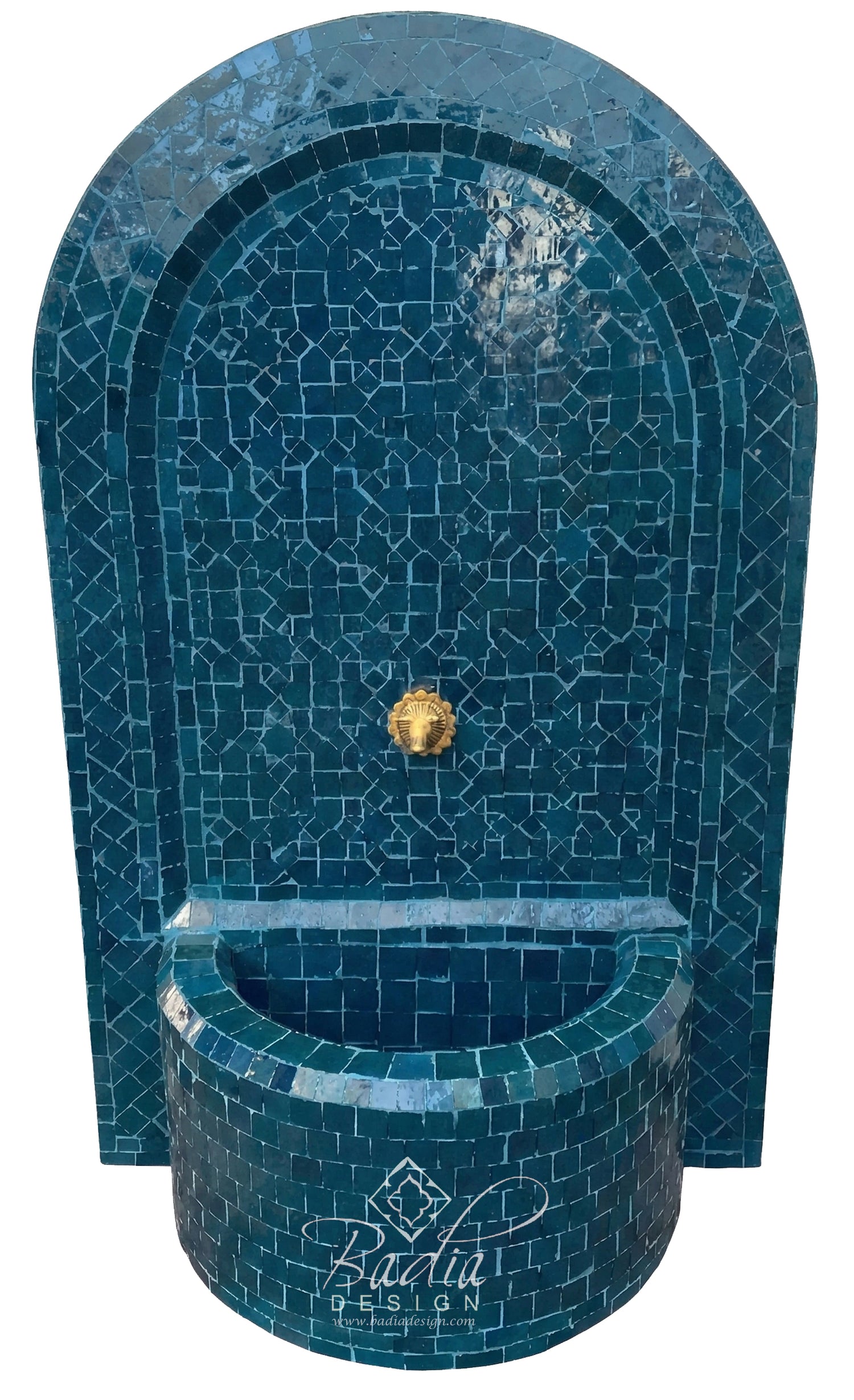 Dark Blue Moroccan Zellige Tile Arch Fountain