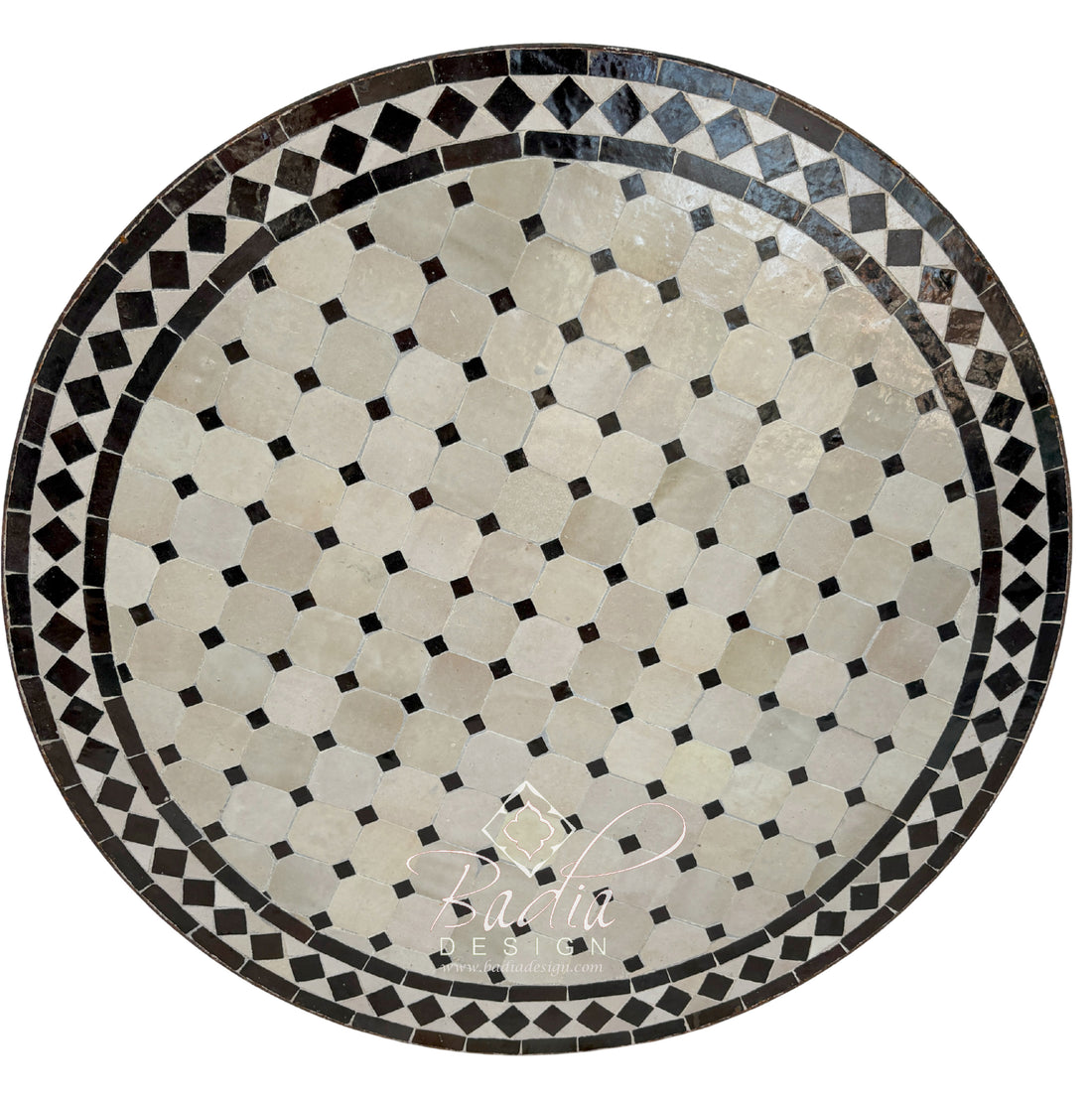 36" Dark Brown and Beige Tile Table Top