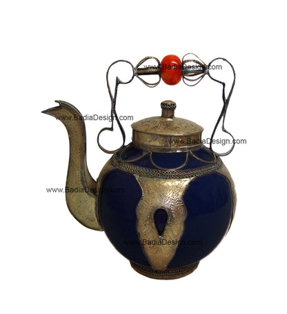 Moroccan Decorative Ceramic and Metal Inlay Teapot