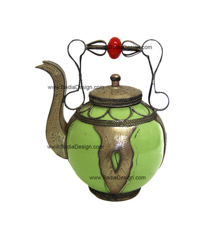 Moroccan Decorative Ceramic and Metal Inlay Teapot