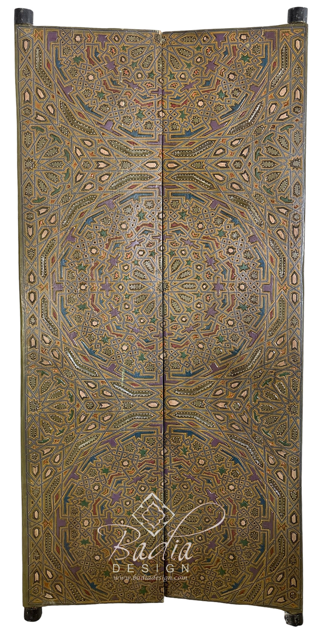 Decorative Moroccan Double Door with Traditional Hand Painted Designs