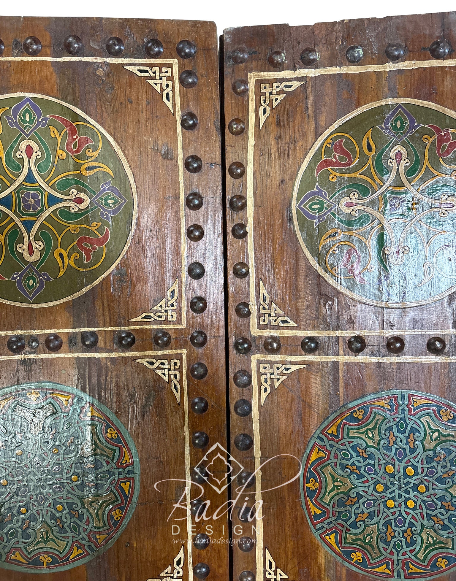 Wooden Double Door with Hand Painted Medallion Designs