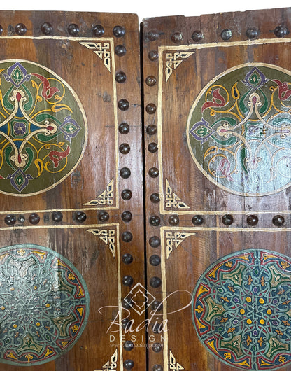 Wooden Double Door with Hand Painted Medallion Designs