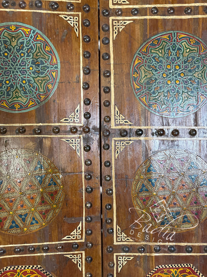 Wooden Double Door with Hand Painted Medallion Designs