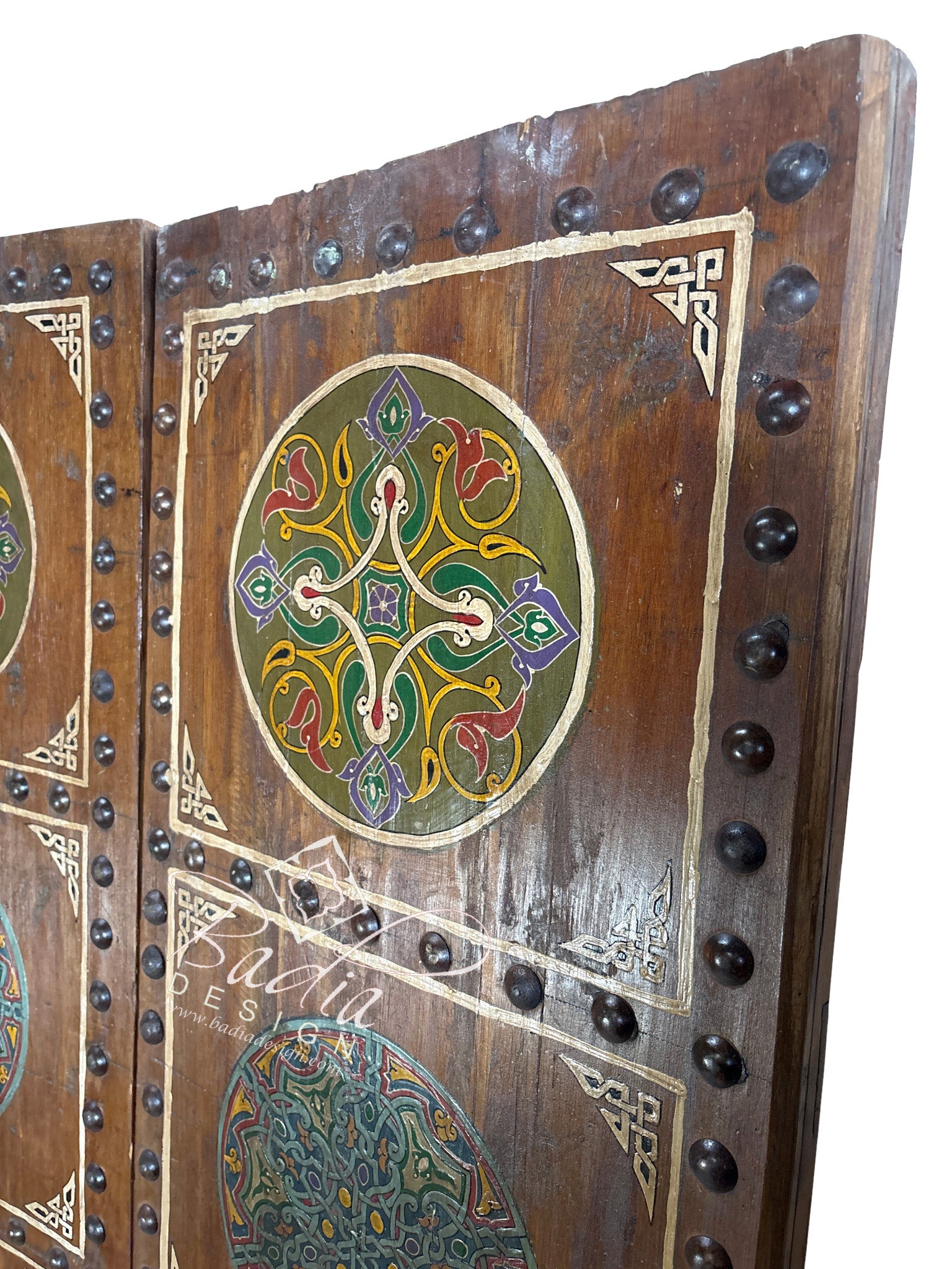 Wooden Double Door with Hand Painted Medallion Designs