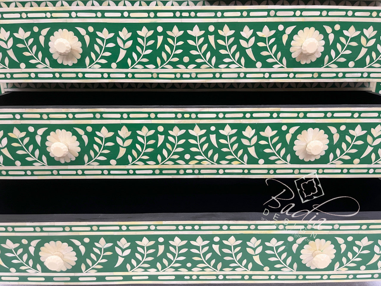 Green Moroccan Mother of Pearl Inlay Dresser