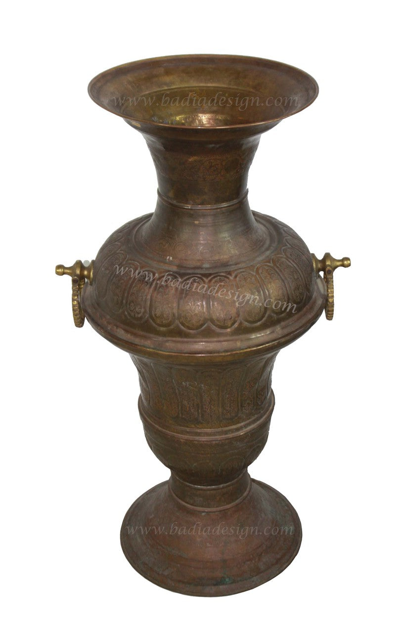 Hand Forged Embossed Brass Urn