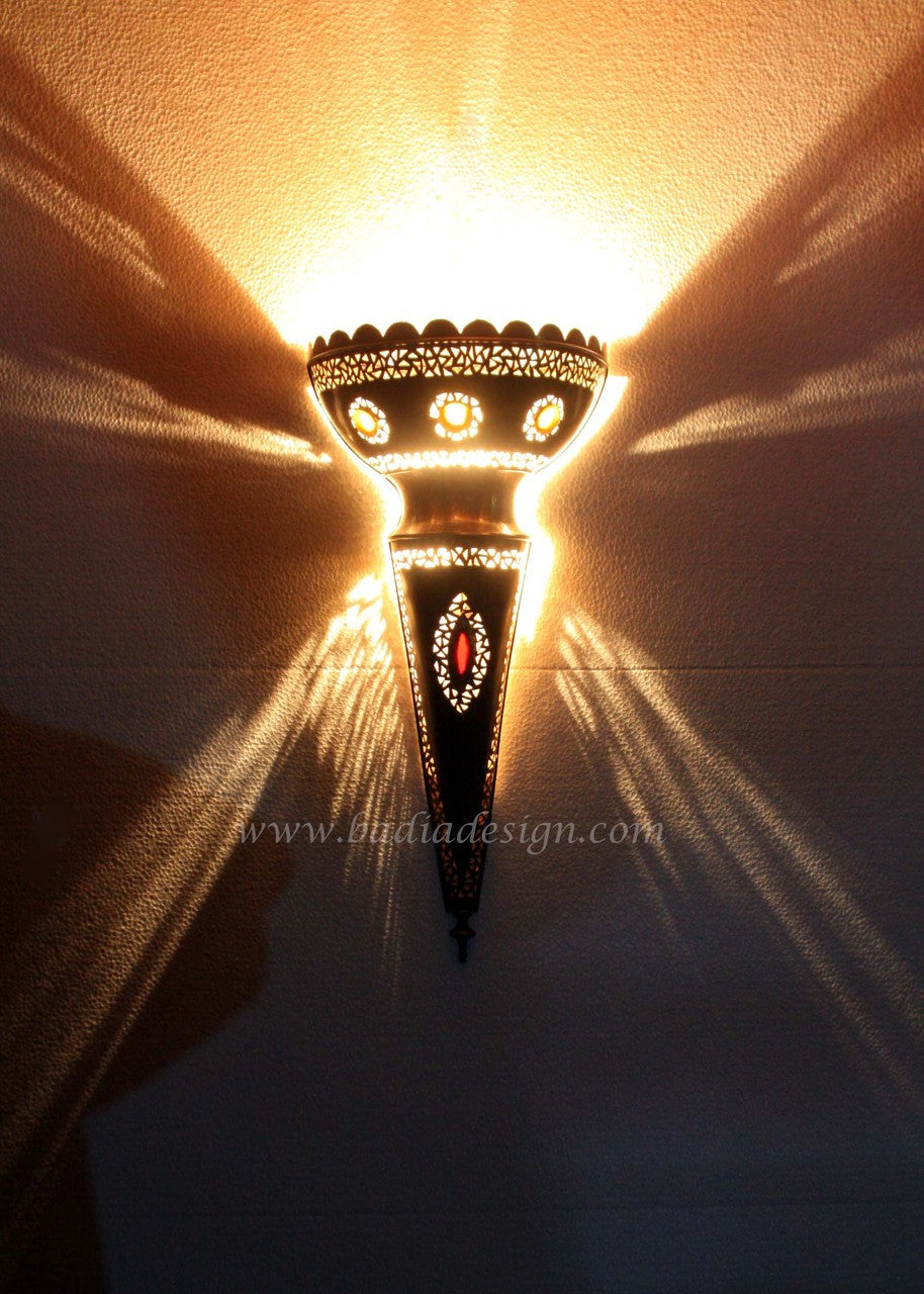 Tall Brass and Silver Wall Sconce