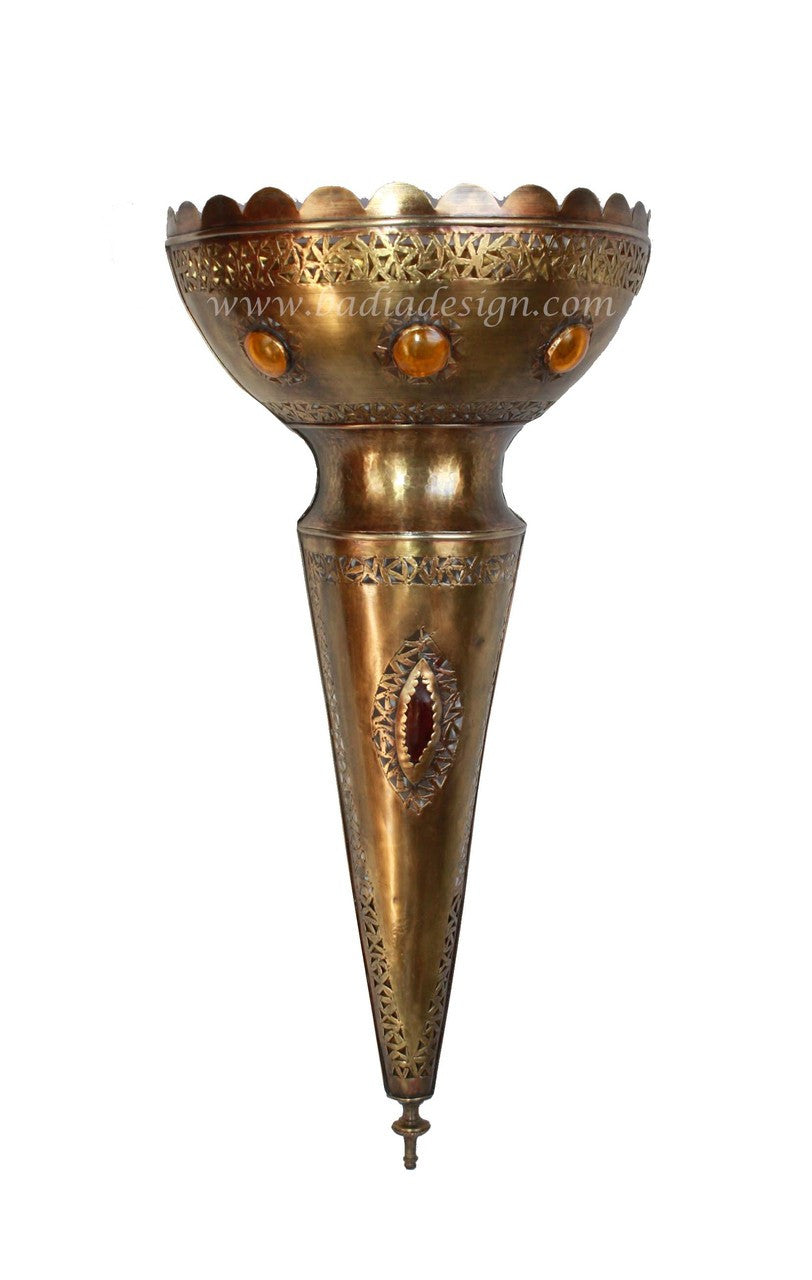 Tall Brass and Silver Wall Sconce