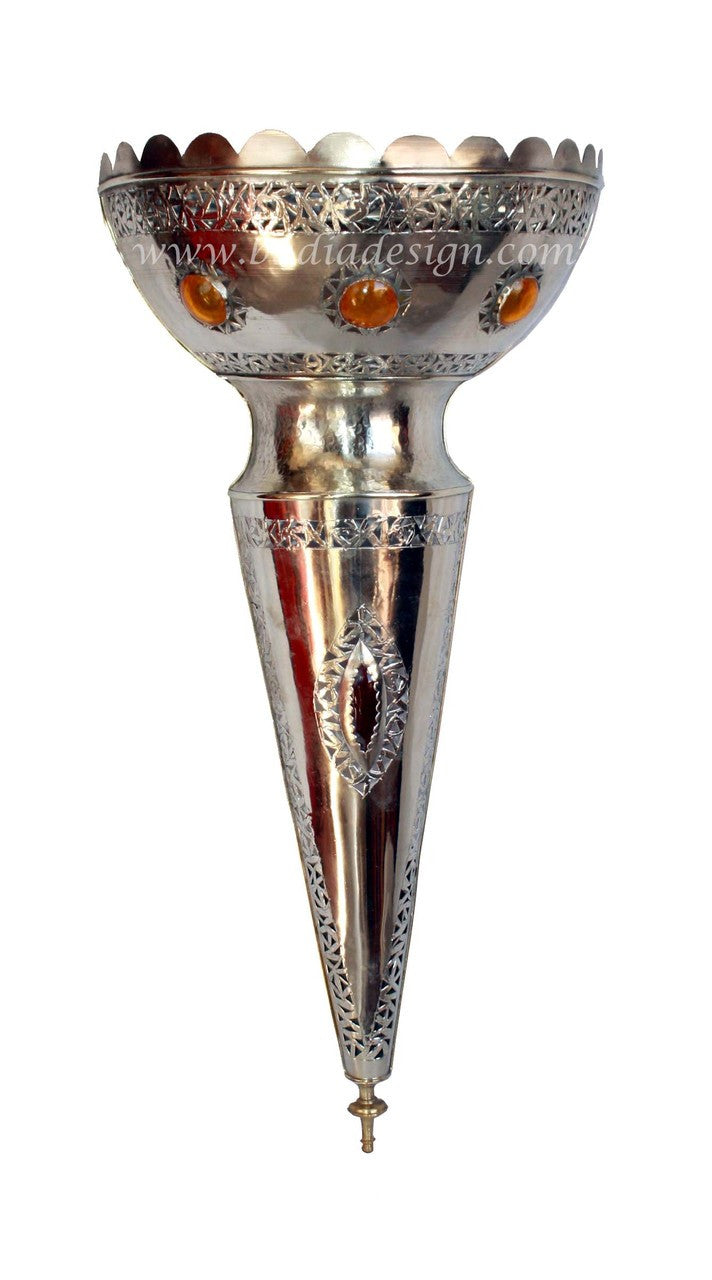 Tall Brass and Silver Wall Sconce