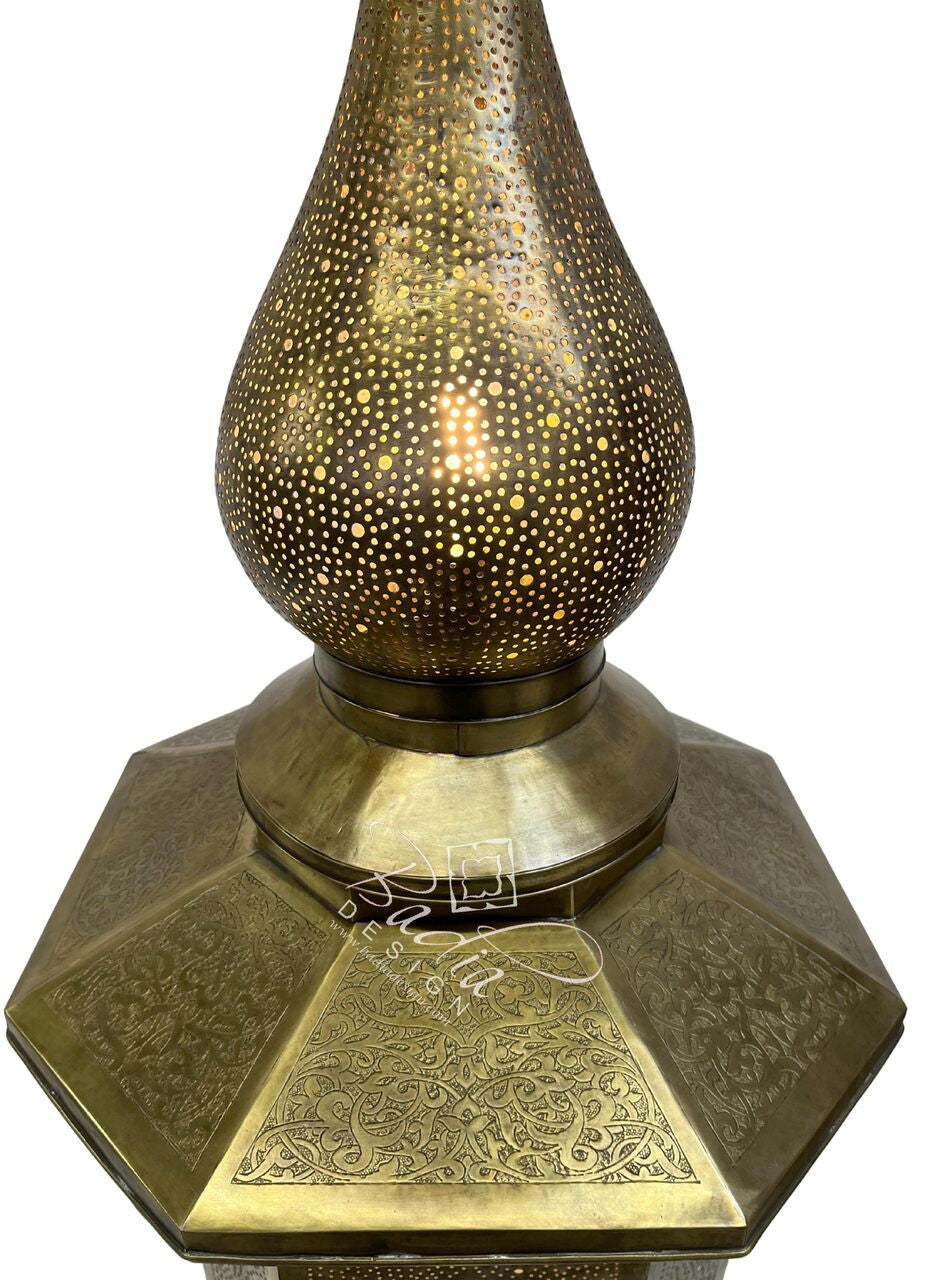 Large Intricately Designed Brass Floor Lantern