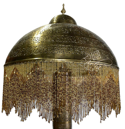 Tall Beaded Brass Floor Lantern