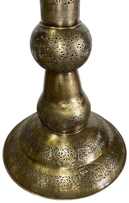 Tall Beaded Brass Floor Lantern
