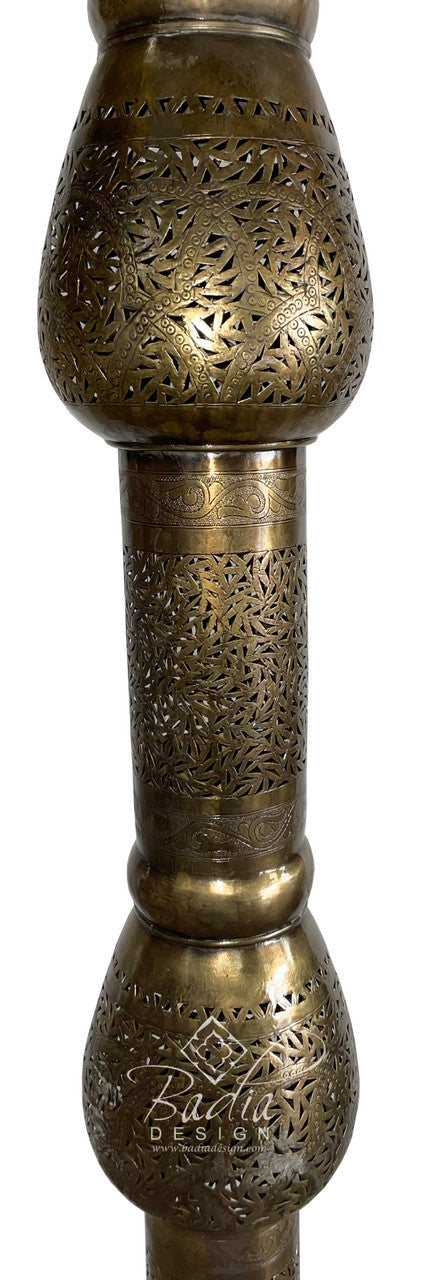 Tall Beaded Brass Floor Lantern
