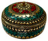 Green and Red Moroccan Resin Jewelry Box with Gold Accents