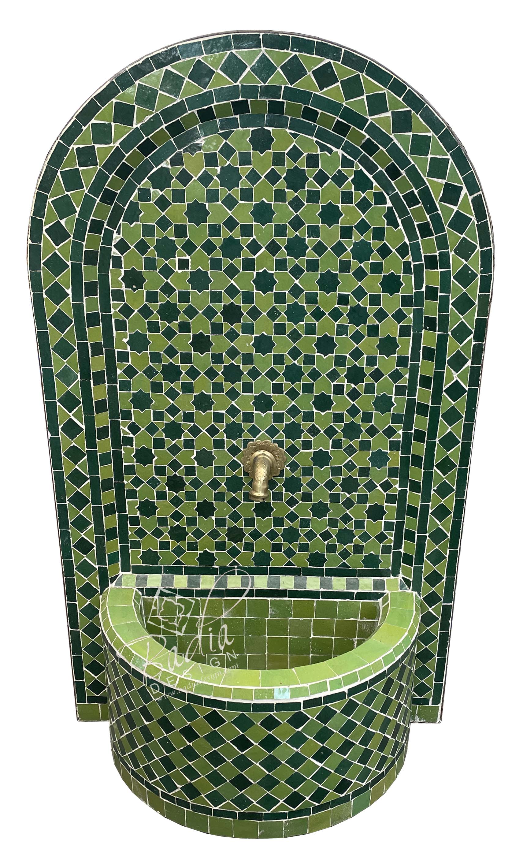 Green Moroccan Mosaic Tile Water Fountain