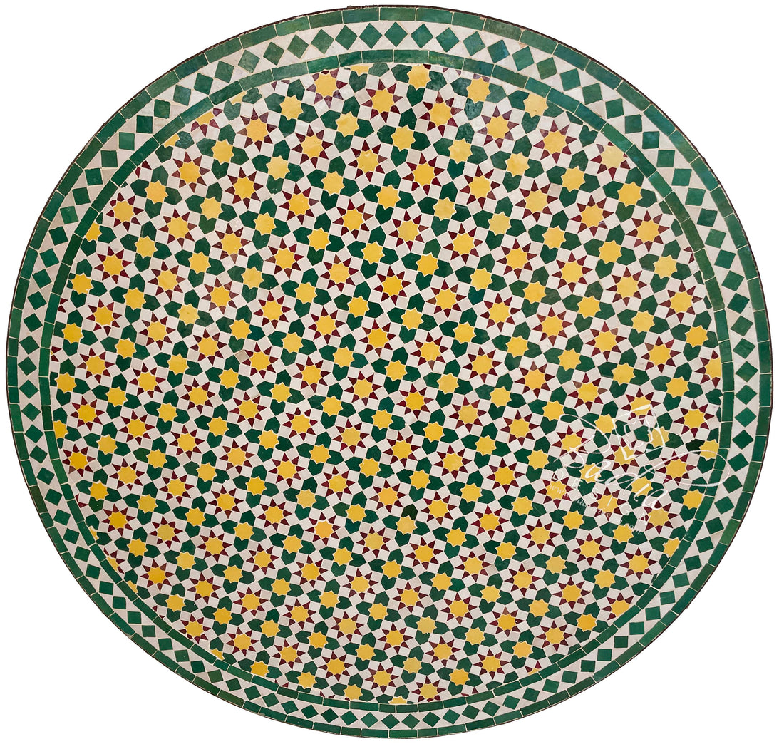 48" Green Moroccan Mosaic Tile Table Top