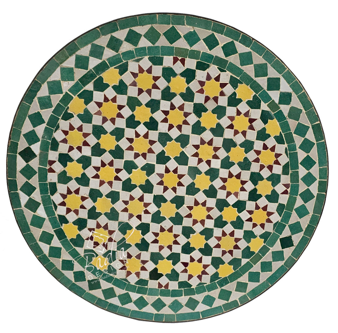 24" Green Intricately Designed Tile Table Top