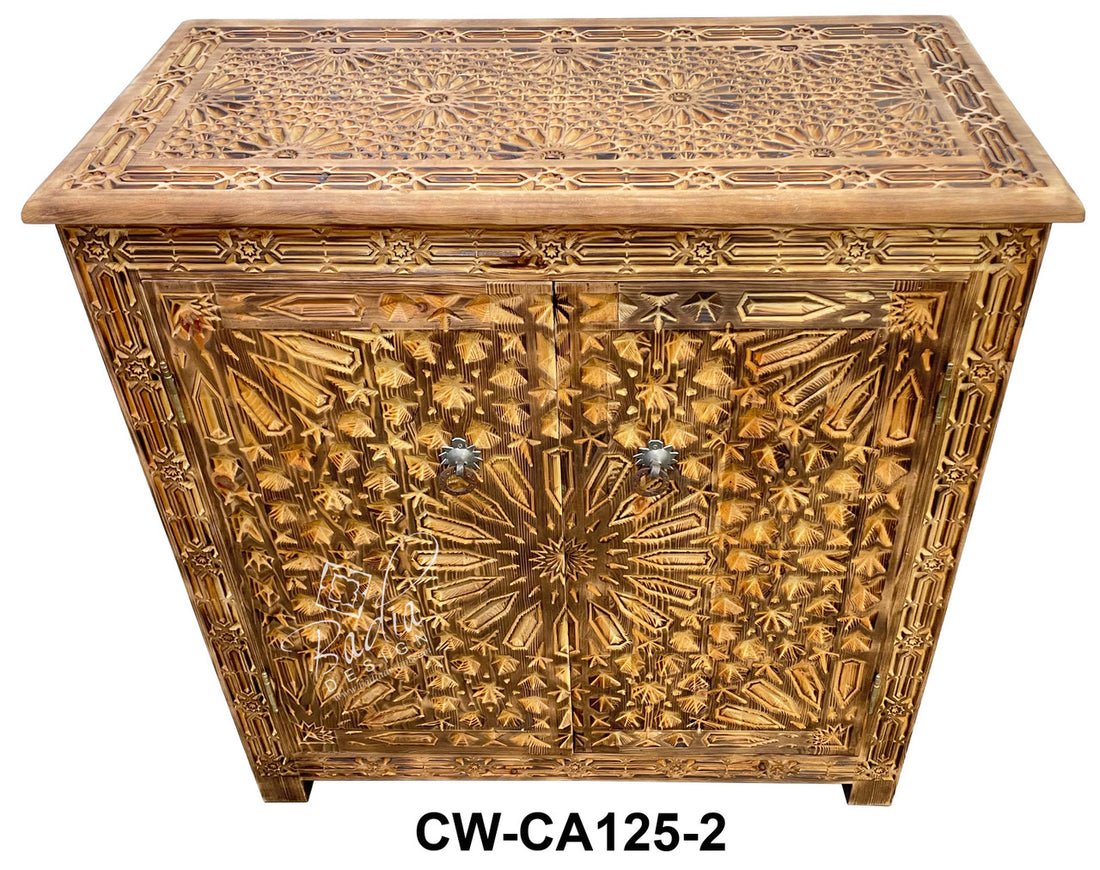 Hand Carved Wooden Storage Cabinets