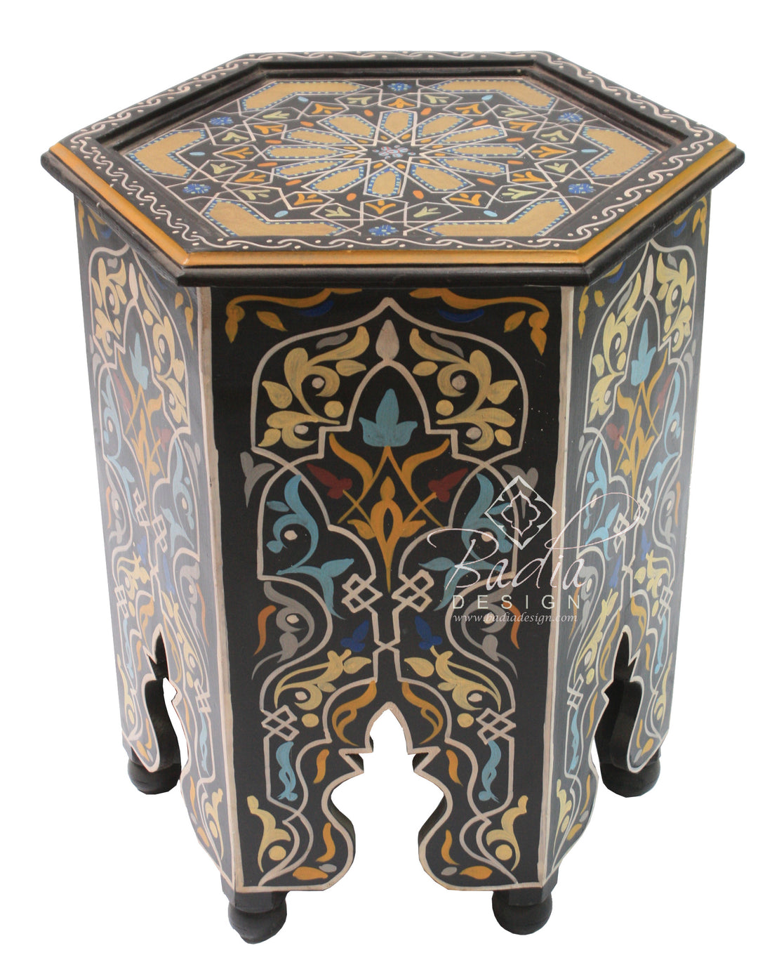 Hand Painted Hexagon Side Table