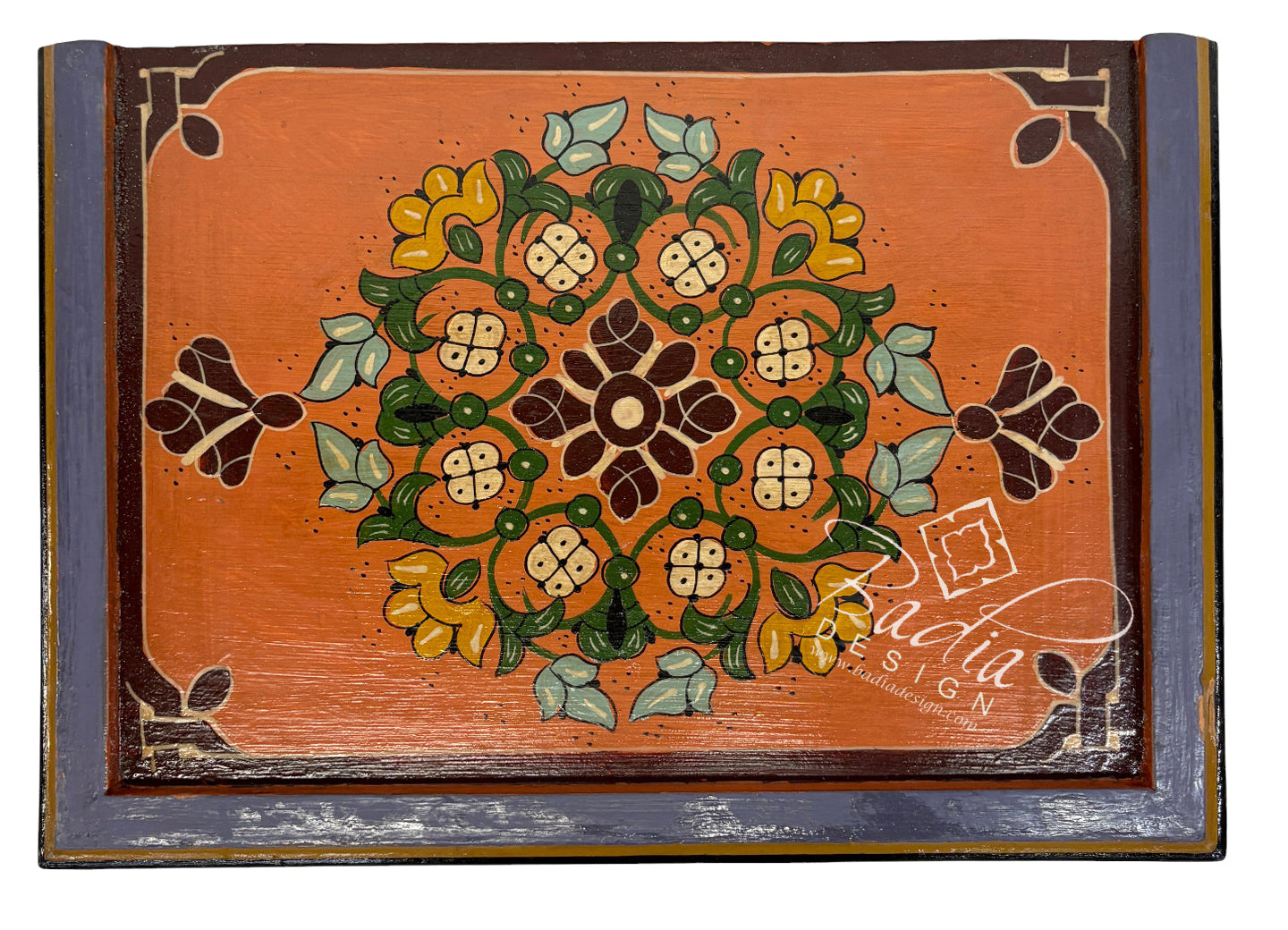 Hand Painted Nightstand with Moucharabieh Cabinet Door