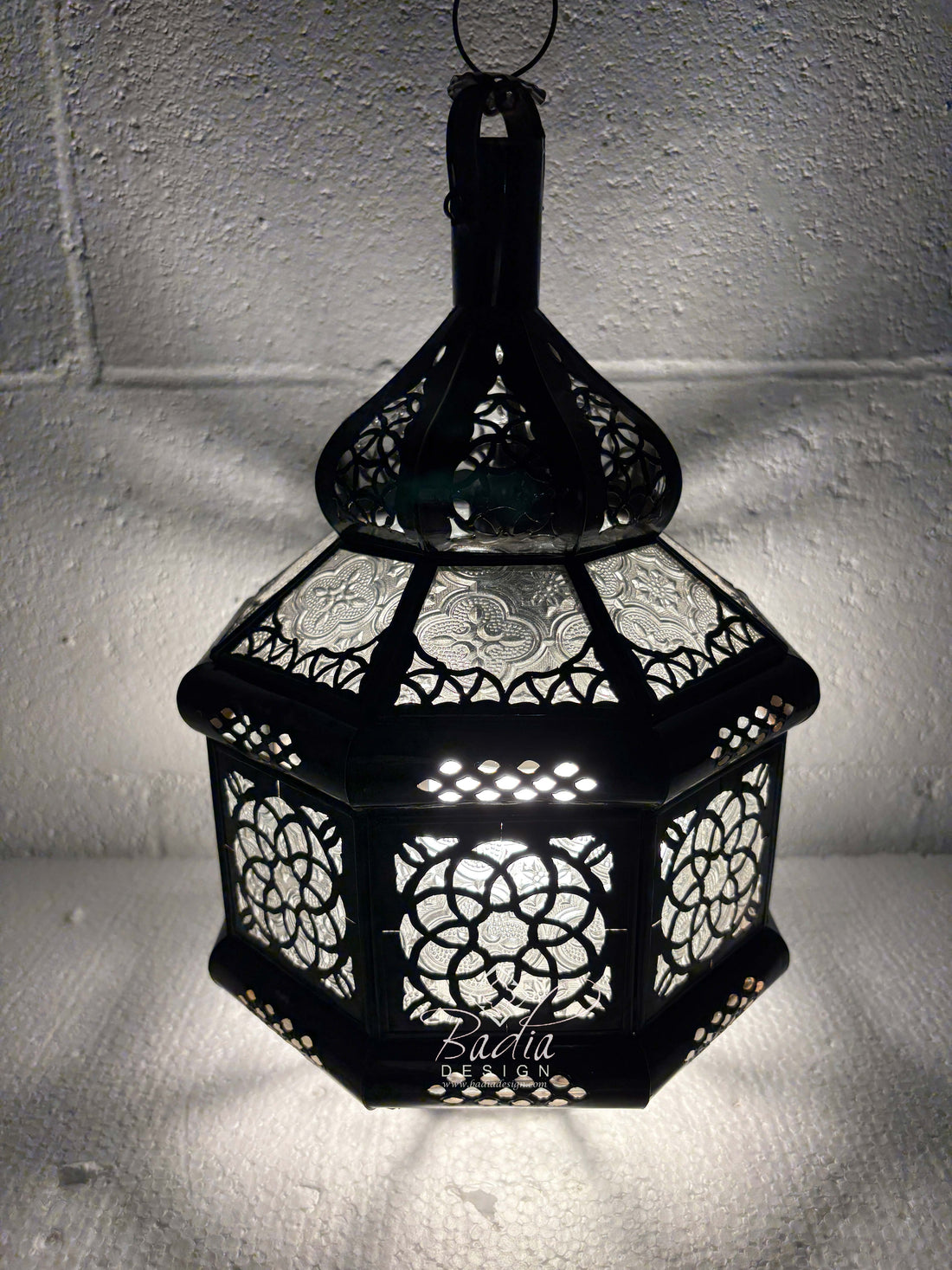 Hanging Glass Lanterns with Geometric Designs