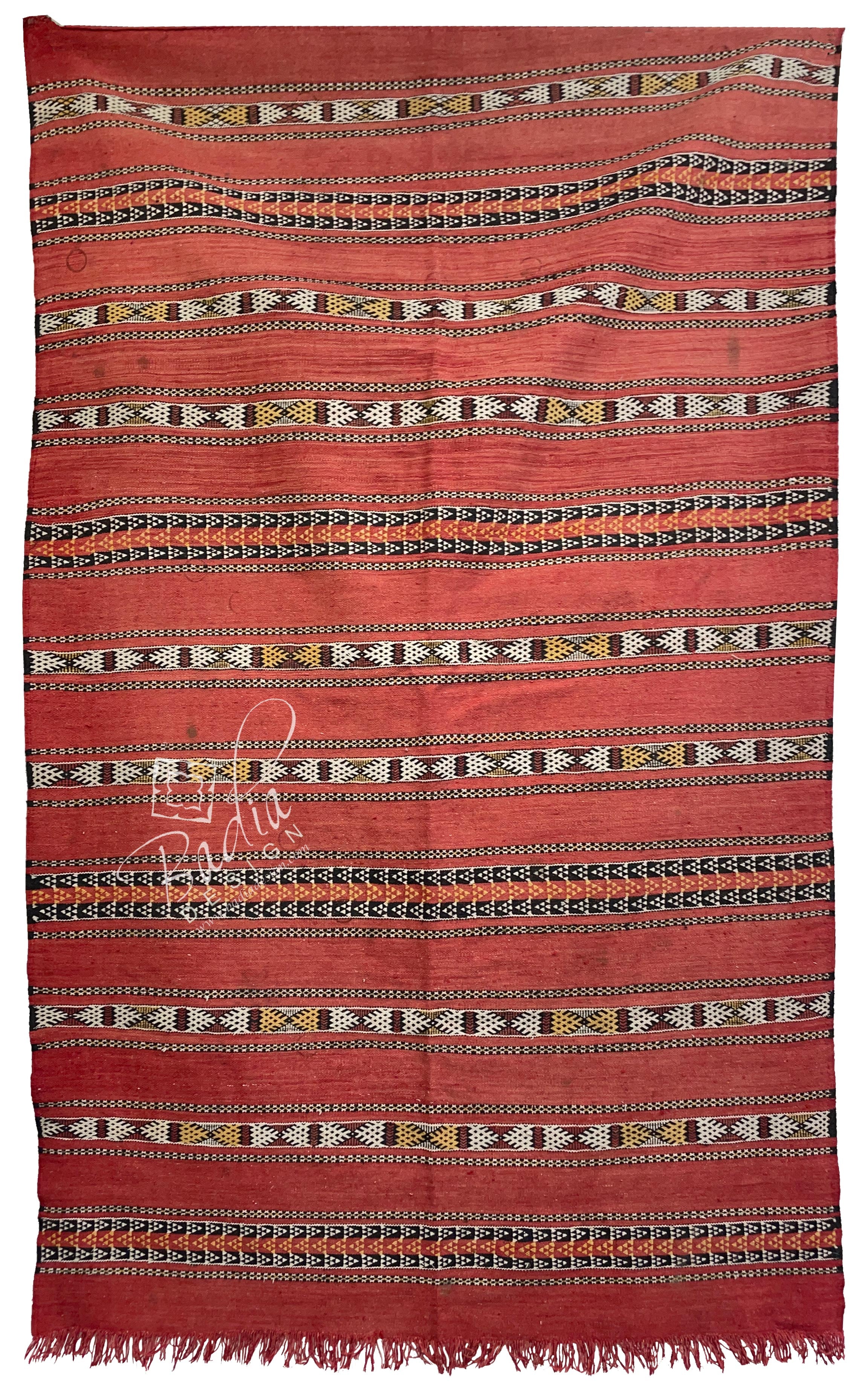 Red Moroccan Tribal Kilim Rug