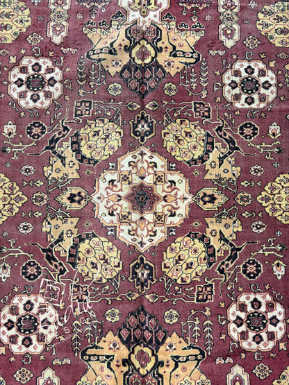 Moroccan Rich Burgundy Rug with Geometric Patterns