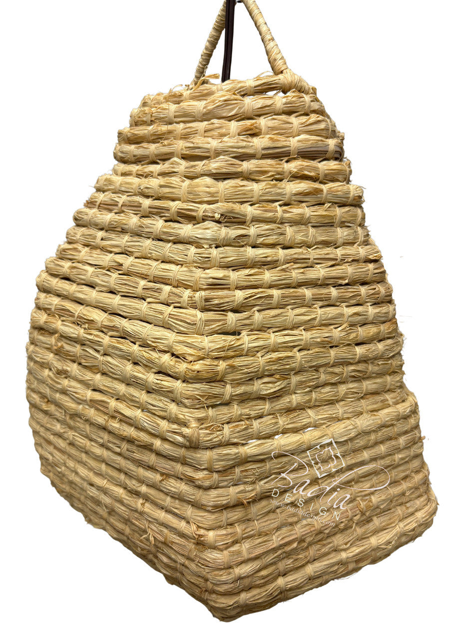Handwoven Pyramid Shaped Raffia Lantern