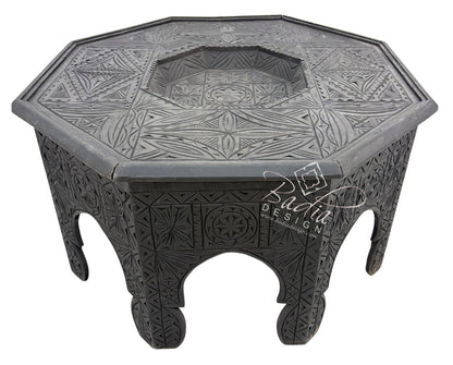 Large Hexagonal Carved Cedar Table