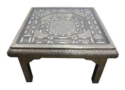 Square Embossed Metal and Bone Table