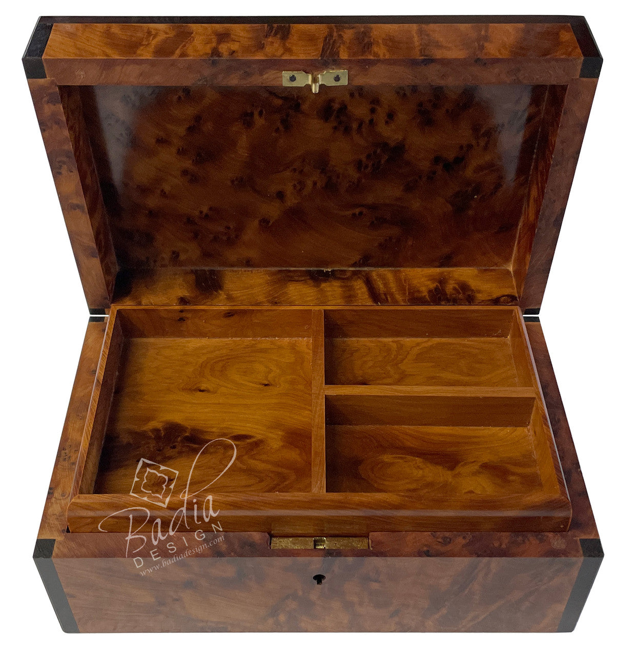Wooden Thuya Jewelry Box with Storage Compartments