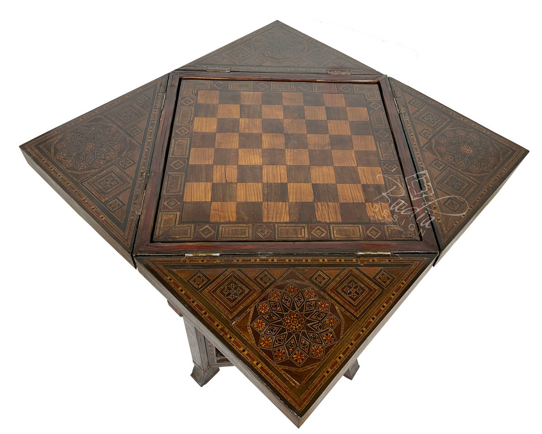 Vintage Inlay Syrian Design Multi-Game Table