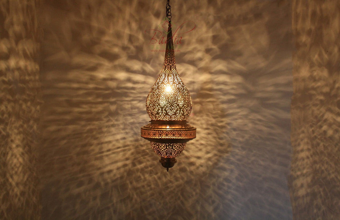 Intricately Designed Hand Punched Brass Chandelier