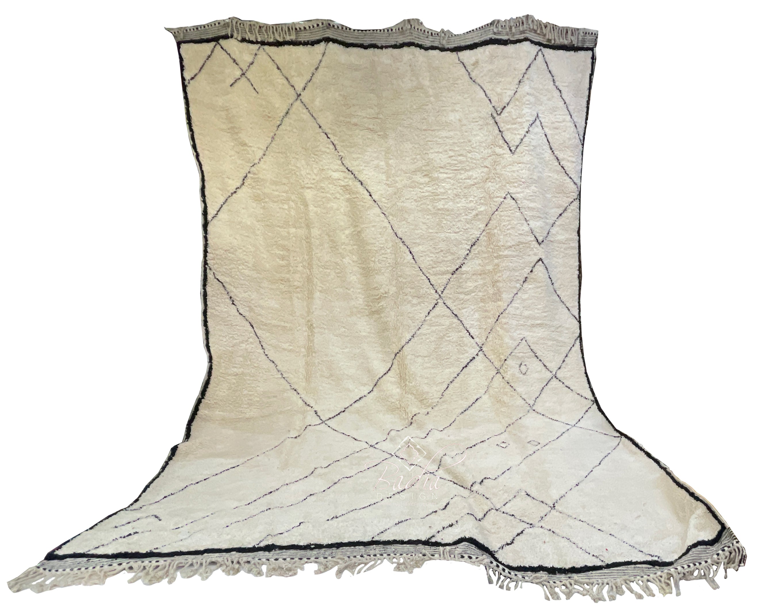 Large Area Cream Color Moroccan Beni Ourain Rug